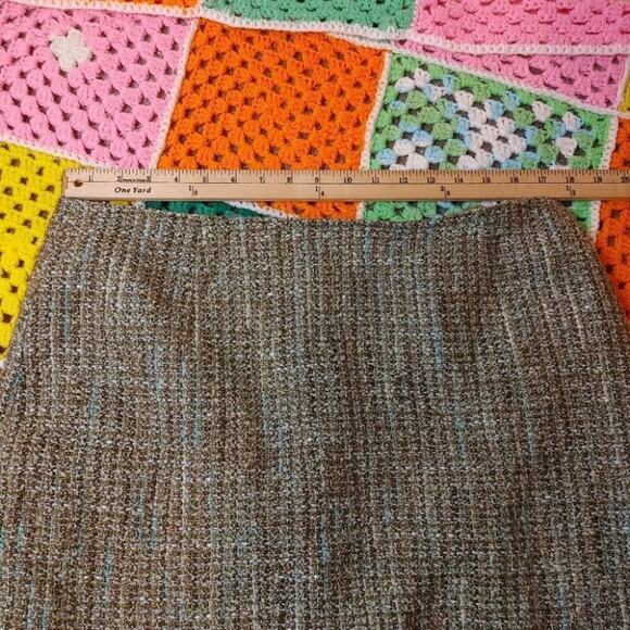 Emma James Size 16 Liz Claiborne Company Tweed Green Skirt Zipper Frill Business - Picture 7 of 9